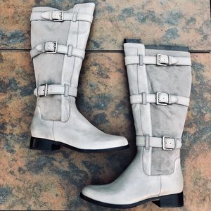 • Cole Han suede/leather buckle boots •